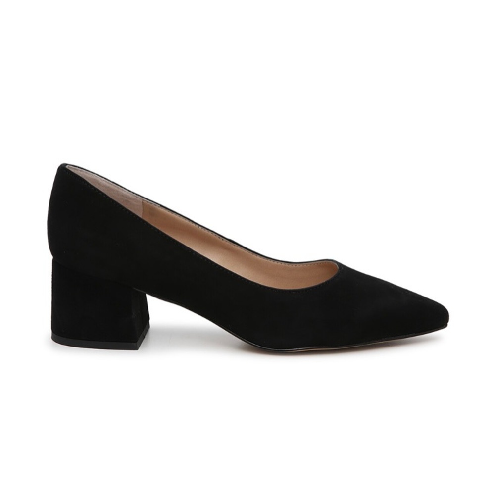 Callan suede pointy toe chunky heeled pumps